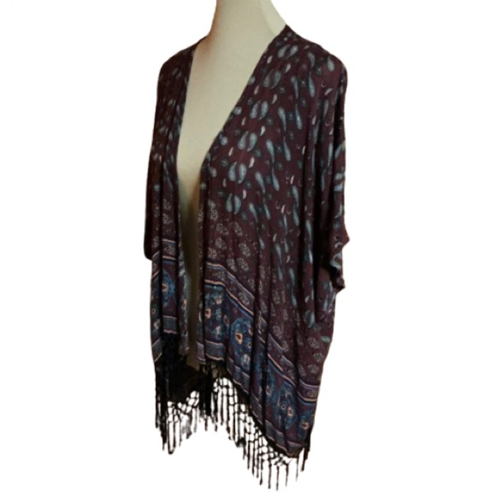 Full tilt boho hippie chic kimono fringed cover up